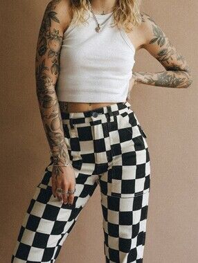 P&Co. Straight Leg Checkerboard Jeans - Black & White